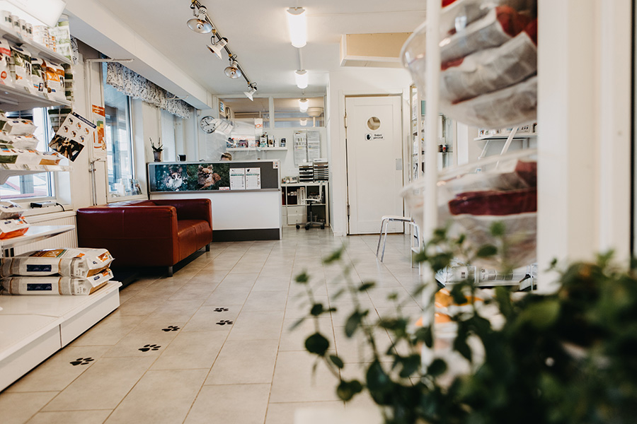 Receptionen på verterinärkliniken.